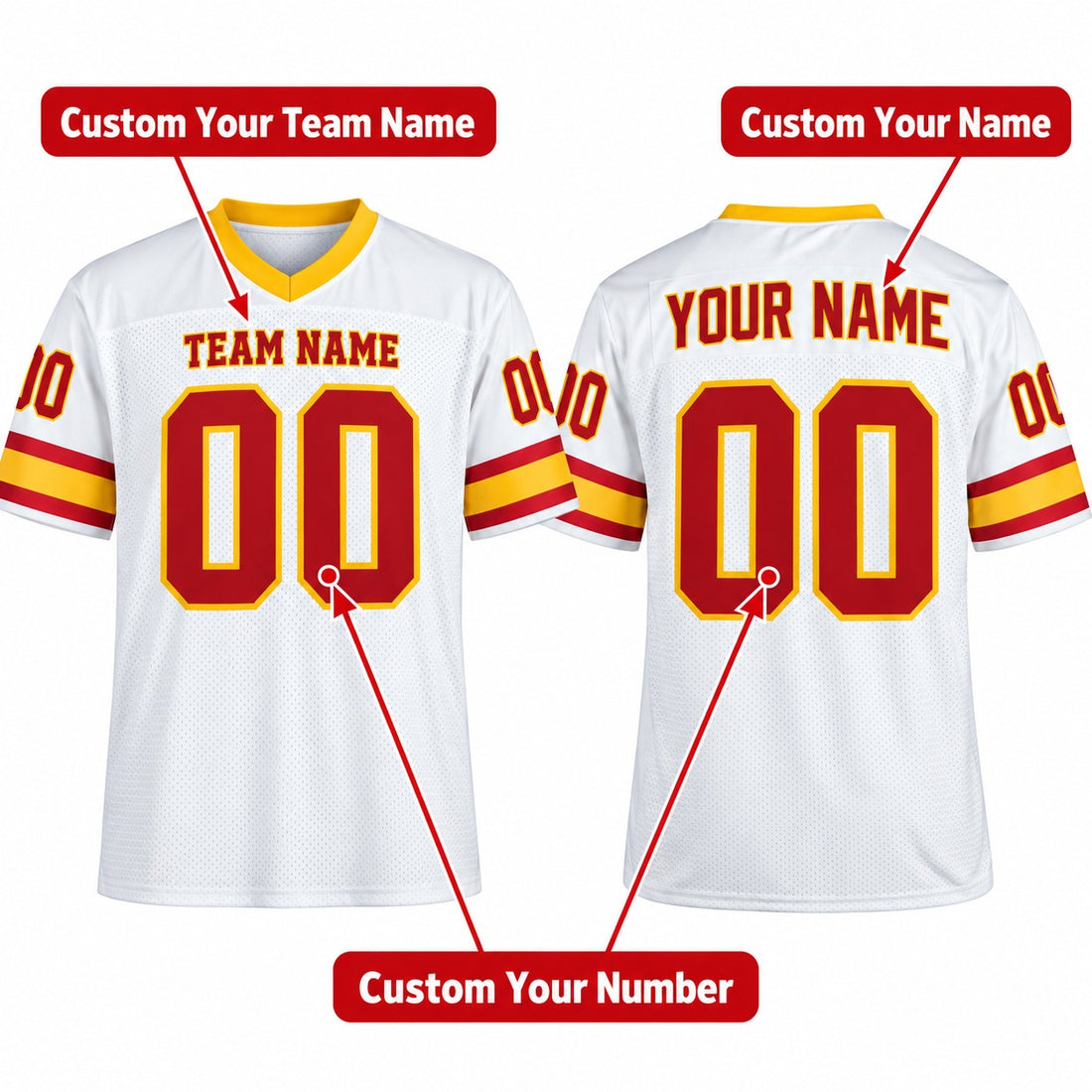 Personalized Tampa Bay Buccaneers Football Jersey – White Legacy Style, Custom Name Patch, Team Name, Number & Logo-1