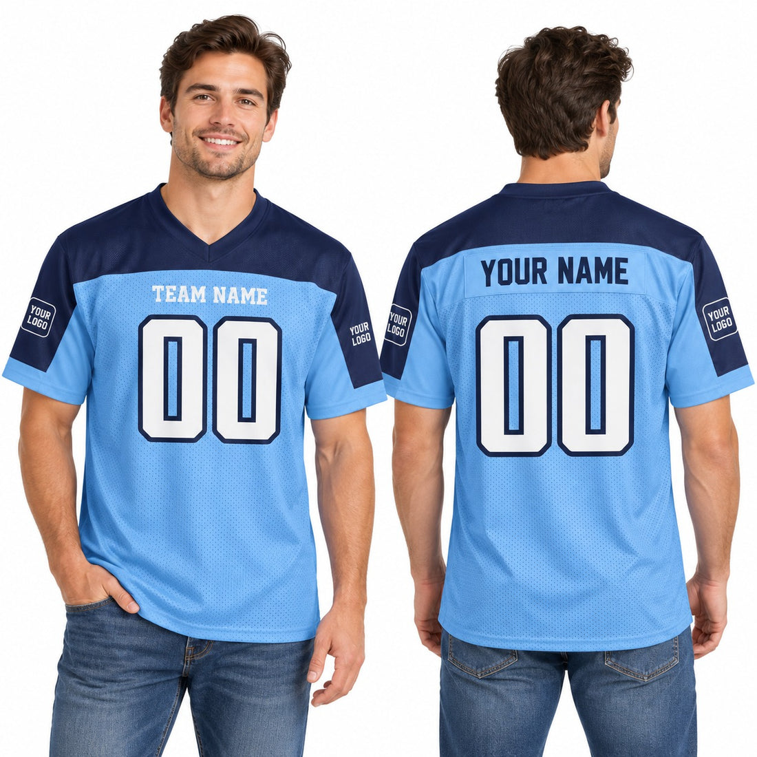 Personalized Tennessee Titans 2003 Football Jersey – Light Blue Legacy Style, Custom Name Patch, Team Name, Number & Logo-1