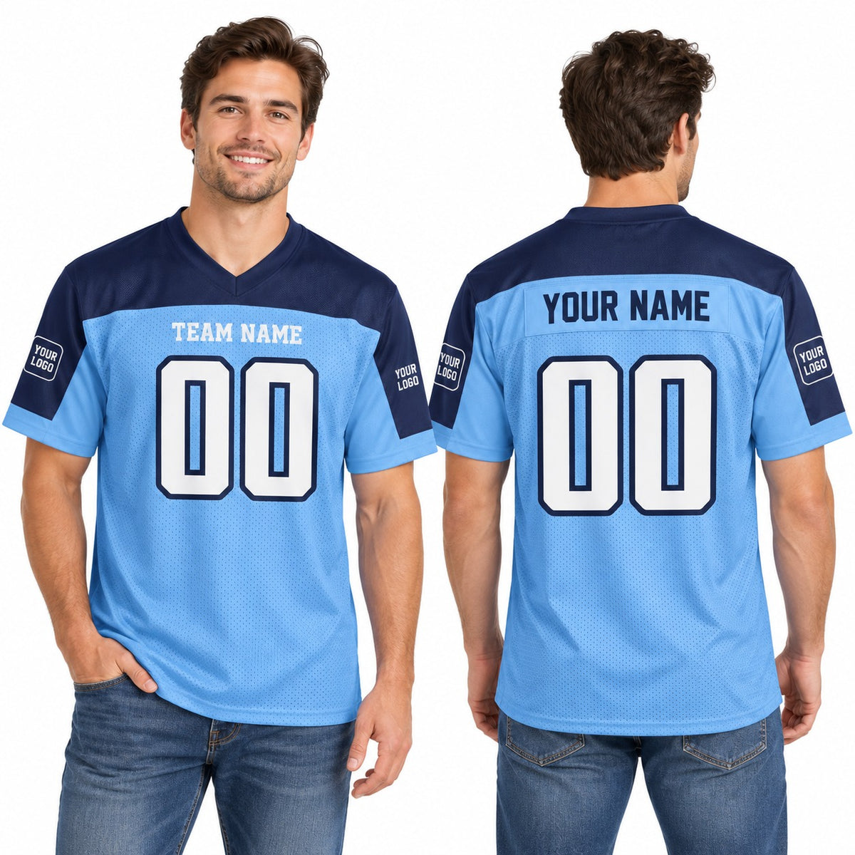 Personalized Tennessee Titans 2003 Football Jersey – Light Blue Legacy Style, Custom Name Patch, Team Name, Number & Logo-1