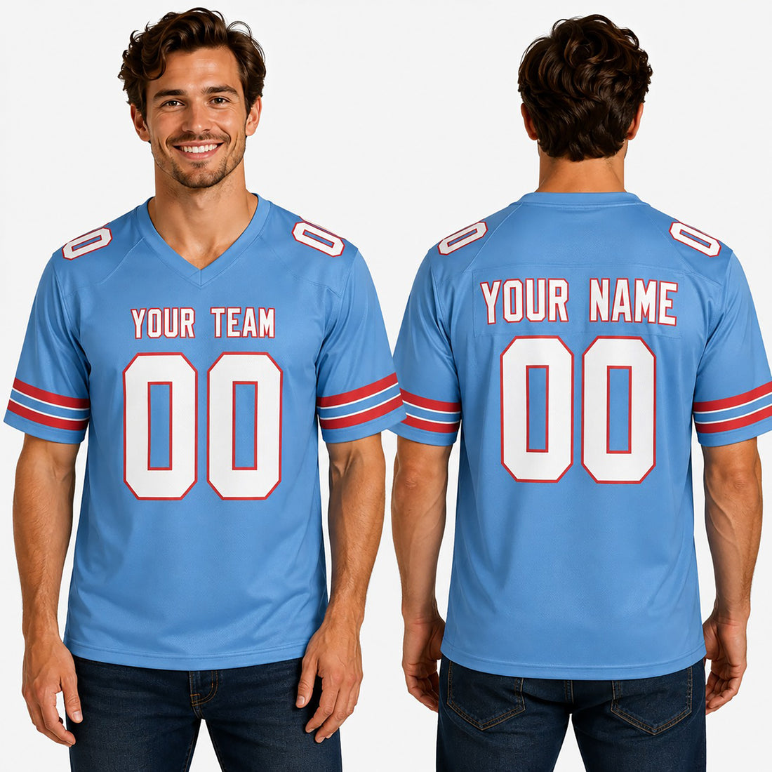 Personalized Tennessee Titans Football Jersey - Light Blue Retro Style, Custom Name & Number-1