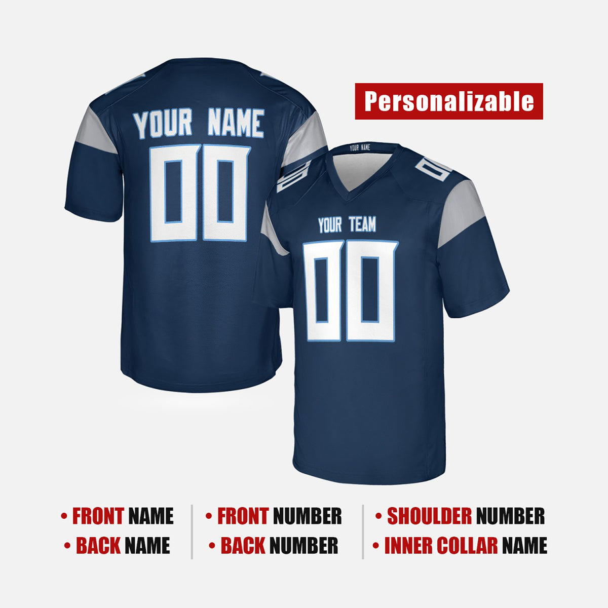 Personalized Tennessee Titans Football Jersey - Navy Fan Style, Custom Name & Number-2
