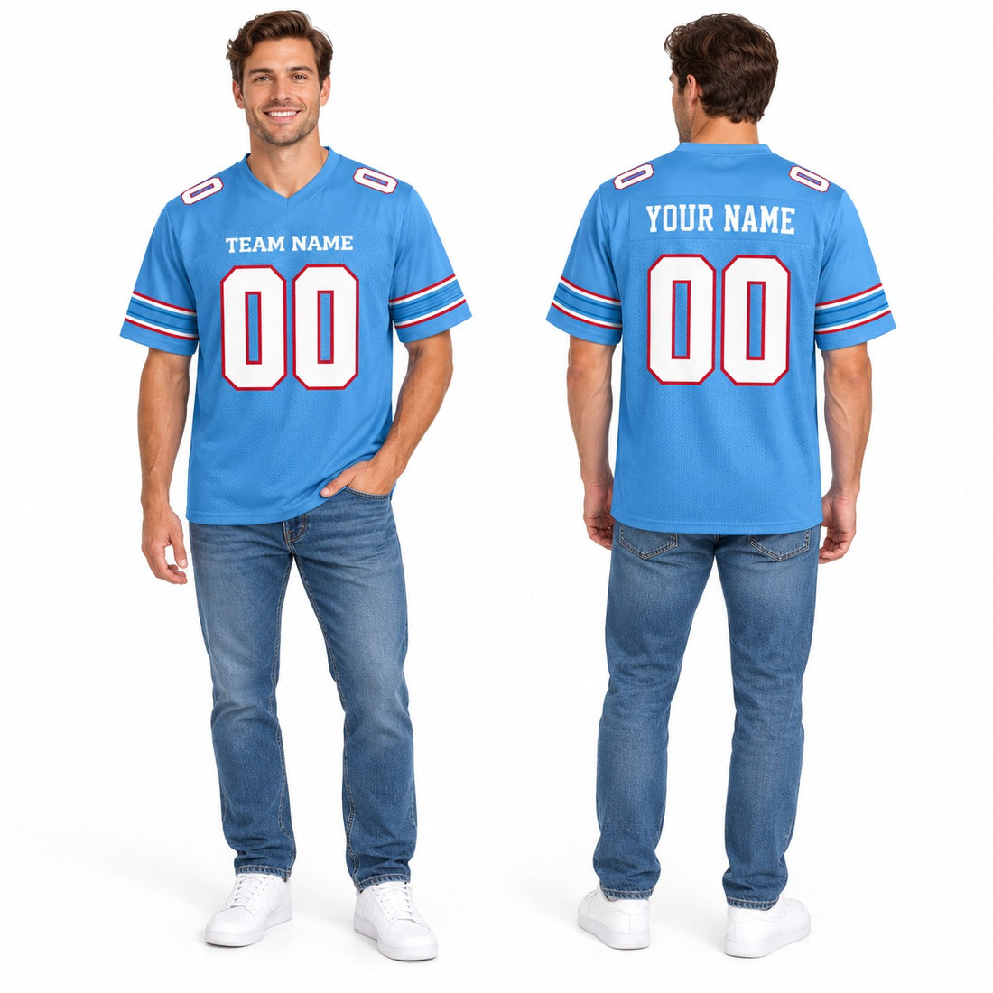 Personalized Tennessee Titans Football Jersey – Light Blue Game Style, Custom Name Patch, Team Name, Number & Logo-1
