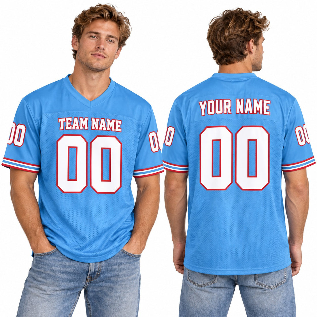 Personalized Tennessee Titans Football Jersey – Light Blue Retired Player Alternate Style, Custom Name Patch, Team Name, Number & Logo-1
