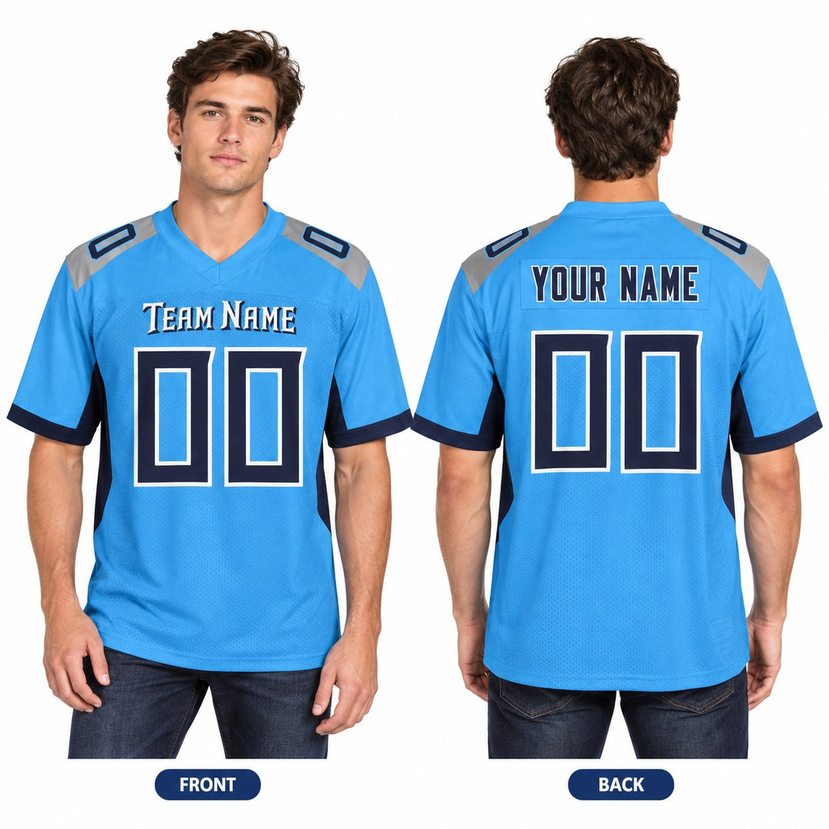 Personalized Tennessee Titans Football Jersey – Light Blue Vapor F.U.S.E. Elite Style, Custom Name Patch, Team Name, Number & Logo-1