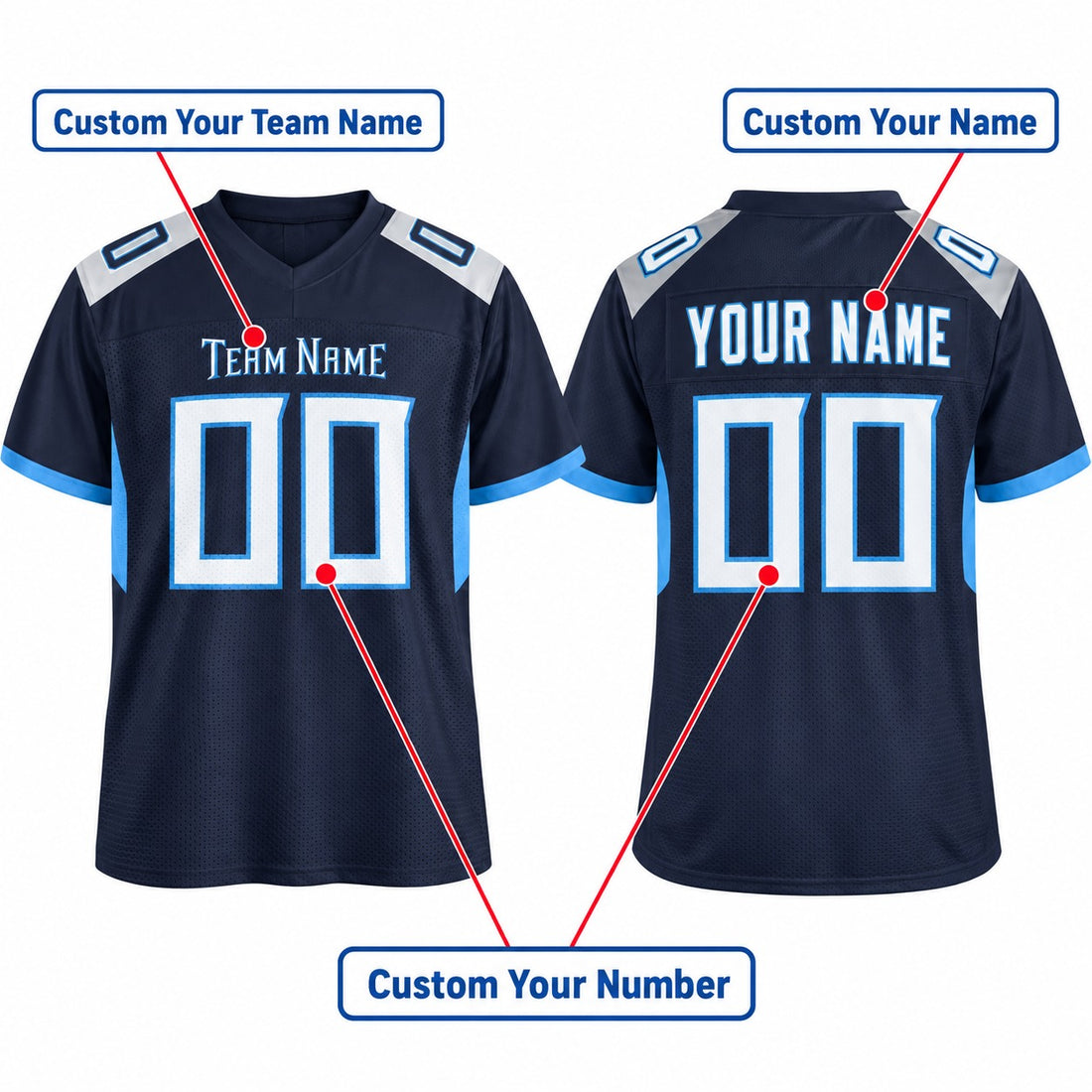 Personalized Tennessee Titans Football Jersey – Navy Vapor F.U.S.E. Elite Style, Custom Name Patch, Team Name, Number & Logo-1