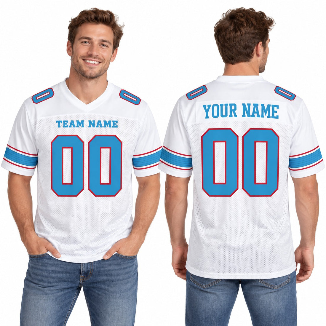 Personalized Tennessee Titans Football Jersey – White Game Style, Custom Name Patch, Team Name, Number & Logo-1