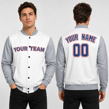 Personalized Texas Rangers Varsity Jacket – White Gray Away Style, Custom Name & Number-1