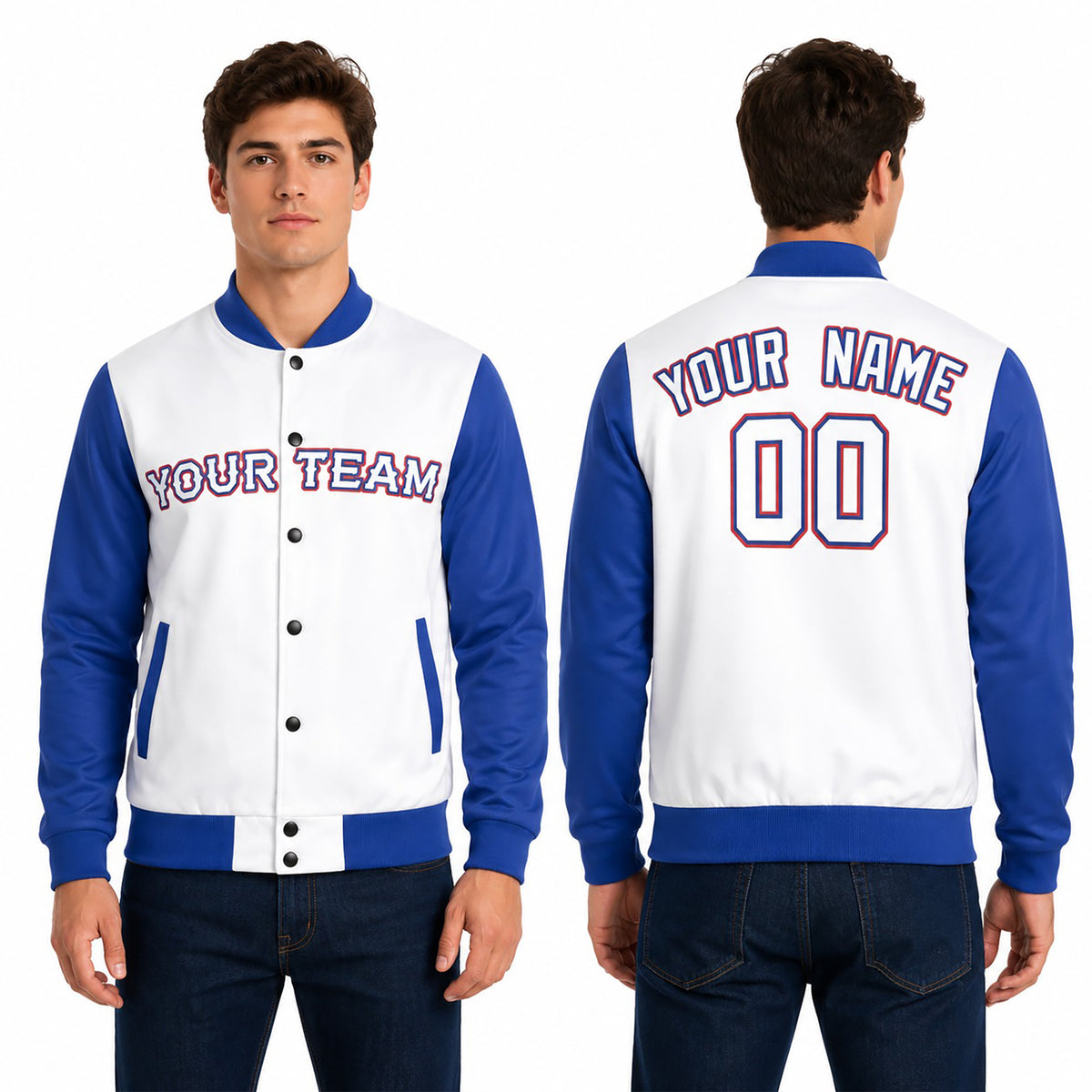 Personalized Texas Rangers Varsity Jacket – White Royal Alternate Style, Custom Name & Number-1