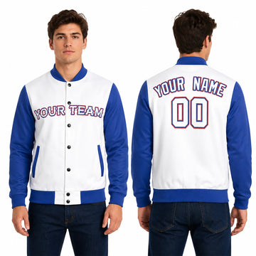 Personalized Texas Rangers Varsity Jacket – White Royal Alternate Style, Custom Name & Number-1