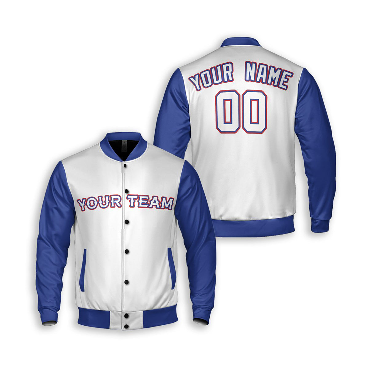 Personalized Texas Rangers Varsity Jacket – White Royal Alternate Style, Custom Name & Number-3