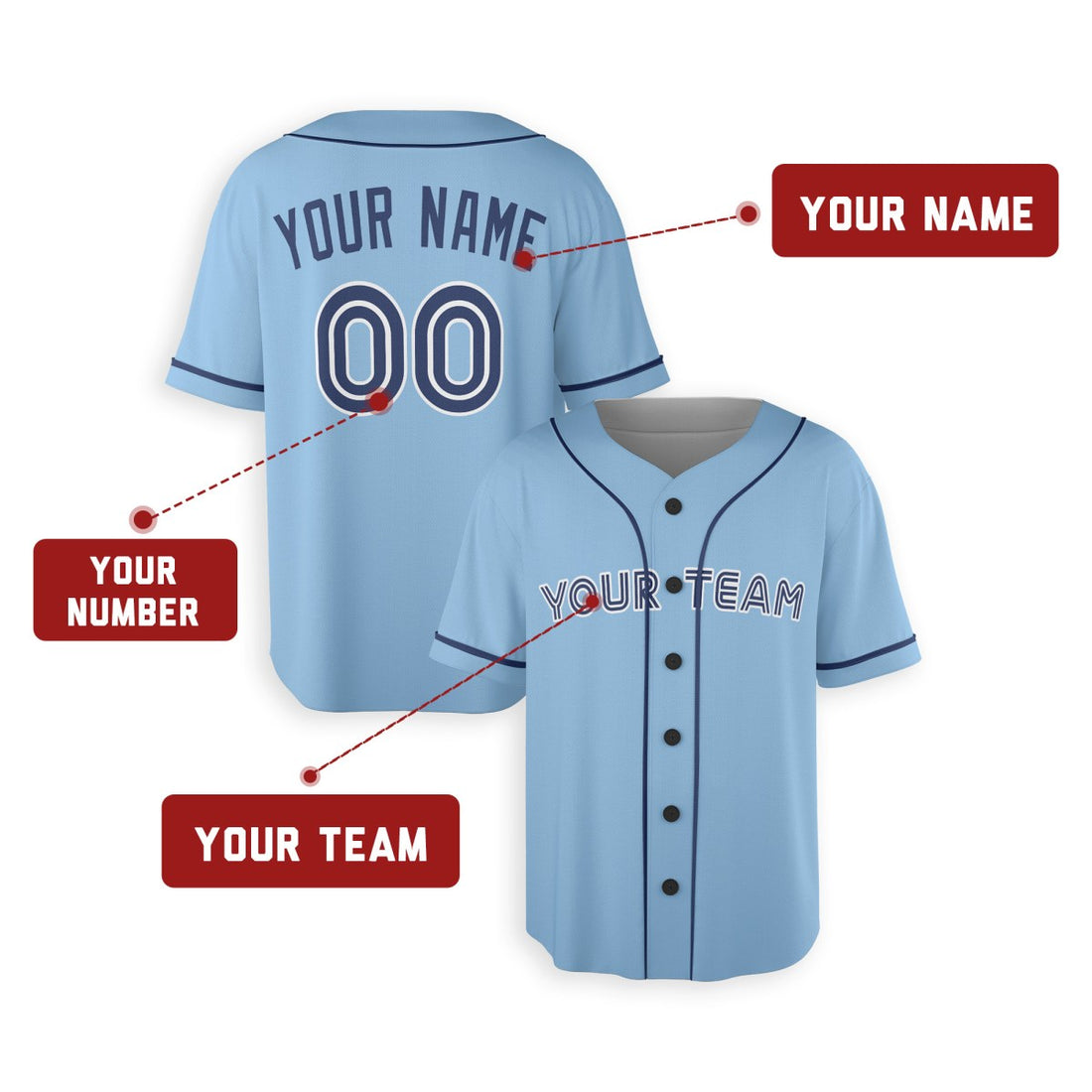 Personalized Toronto Blue Jays Baseball Jersey - Sky Blue Alternate Style, Custom Name & Number-1
