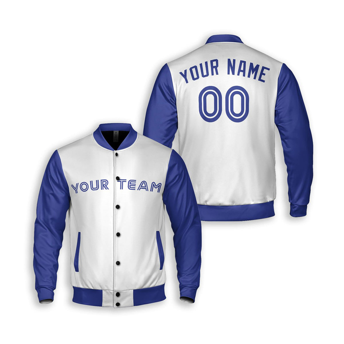 Personalized Toronto Blue Jays Varsity Jacket – White Royal Alternate Style, Custom Name & Number-3