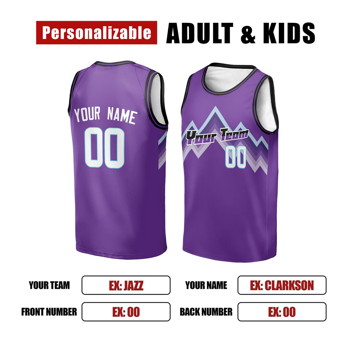 Personalized Utah Jazz Basketball Jersey - Purple Fast Break Icon Style, Custom Name & Number-2