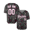 Personalized Valentine Baseball Jersey - Black Love Word Style, Matching Couples Custom Name & Number-4
