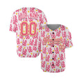 Personalized Valentine Baseball Jersey - Pink Doodle Heart Style, Matching Couples Custom Name & Number-3