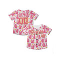 Personalized Valentine Baseball Jersey - Pink Doodle Heart Style, Matching Couples Custom Name & Number-6