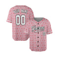 Personalized Valentine Baseball Jersey - Pink Tiny Heart Style, Matching Couples Custom Name & Number-3