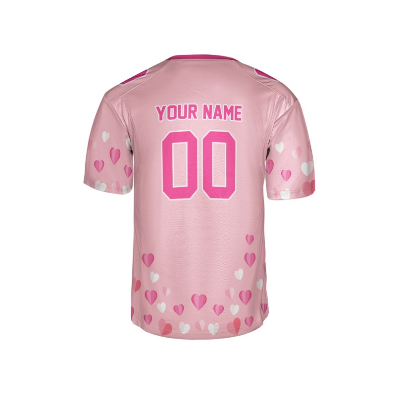 Personalized Valentine’s Day Football Jersey - Floating Hearts Design, Matching Couples Outfit-5