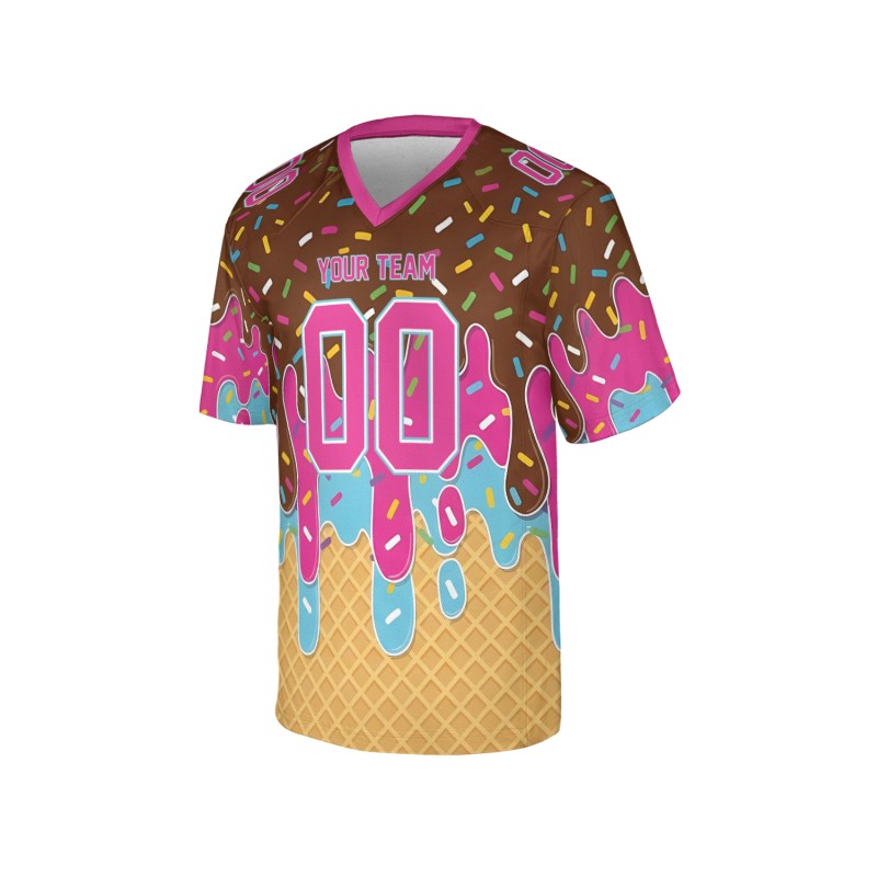 Personalized Valentine’s Day Football Jersey - Ice Cream Drip Design, Matching Couples Outfit-4