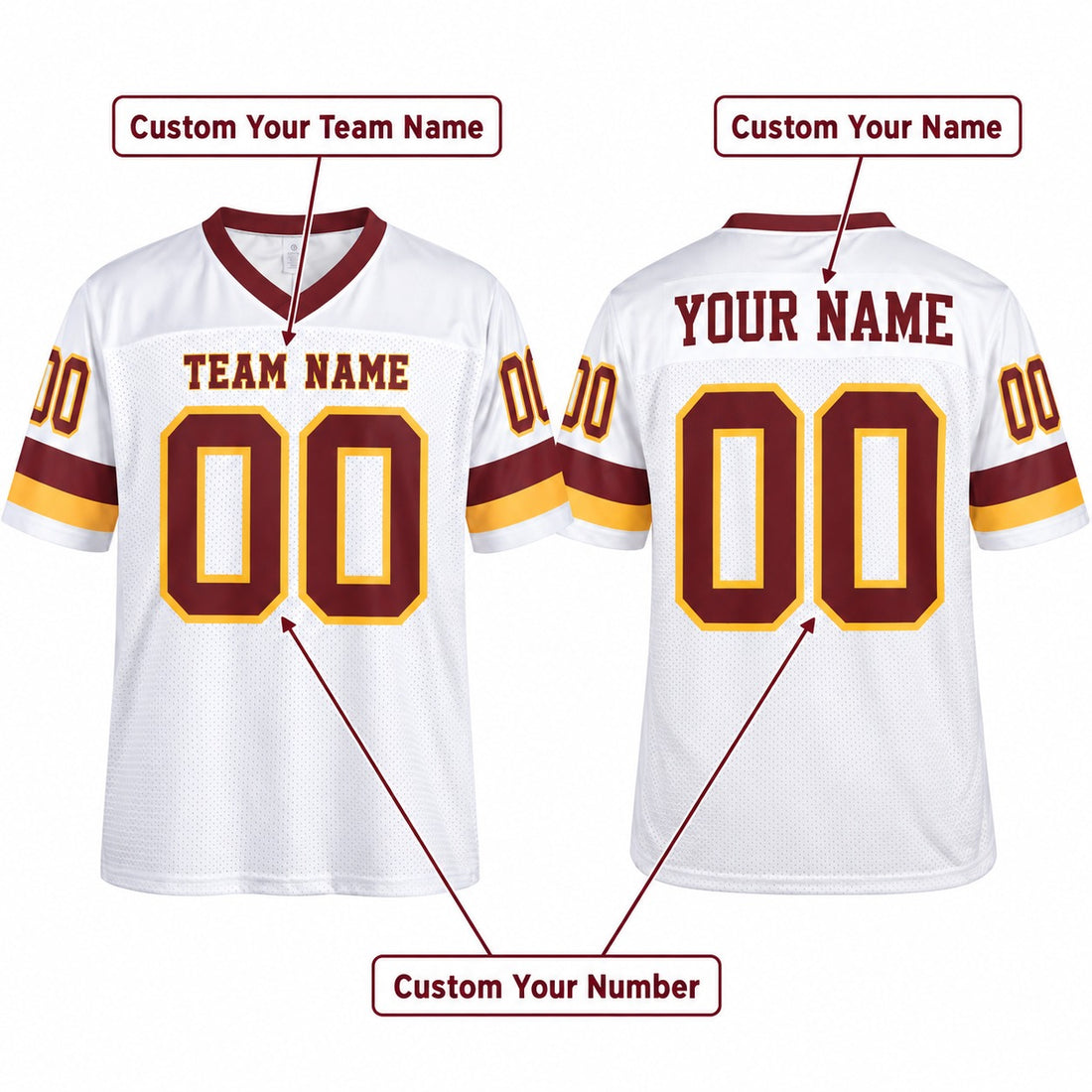 Personalized Washington 1991 Football Jersey – White Throwback Style, Custom Name Patch, Team Name, Number & Logo-1