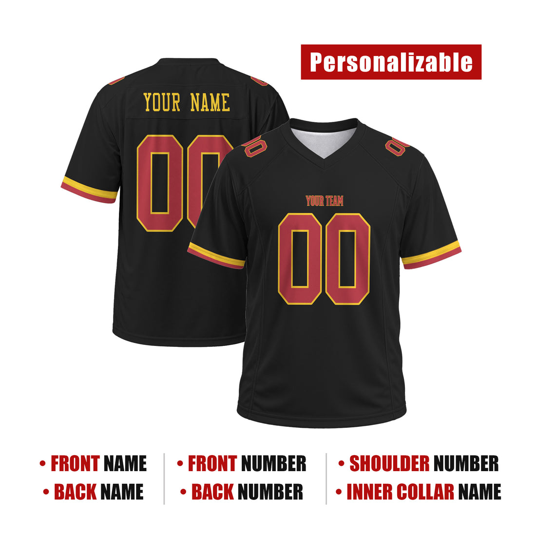 Personalized Washington Commanders Football Jersey – Black Hail Raiser Alternate Style, Custom Name & Number-1
