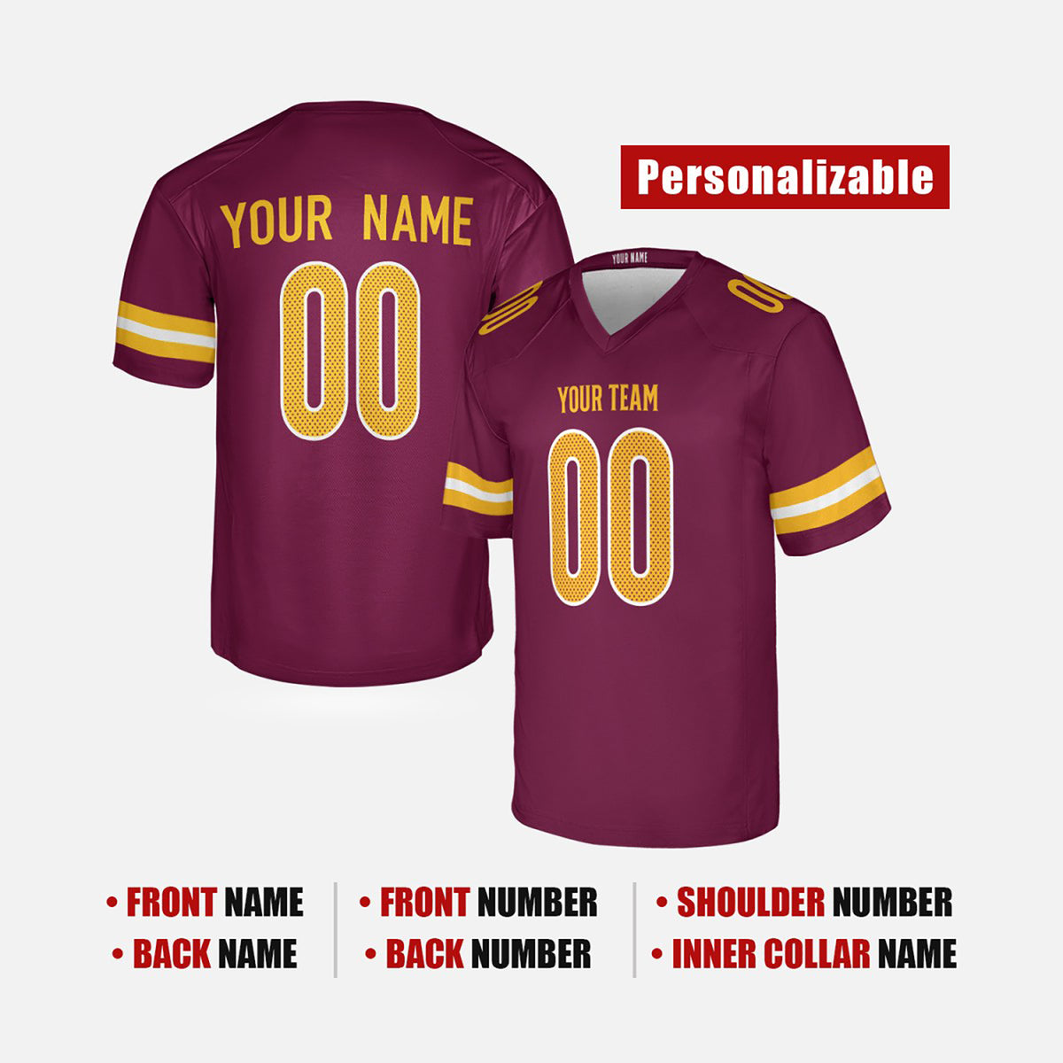 Personalized Washington Commanders Football Jersey - Burgundy Fan Style, Custom Name & Number-2