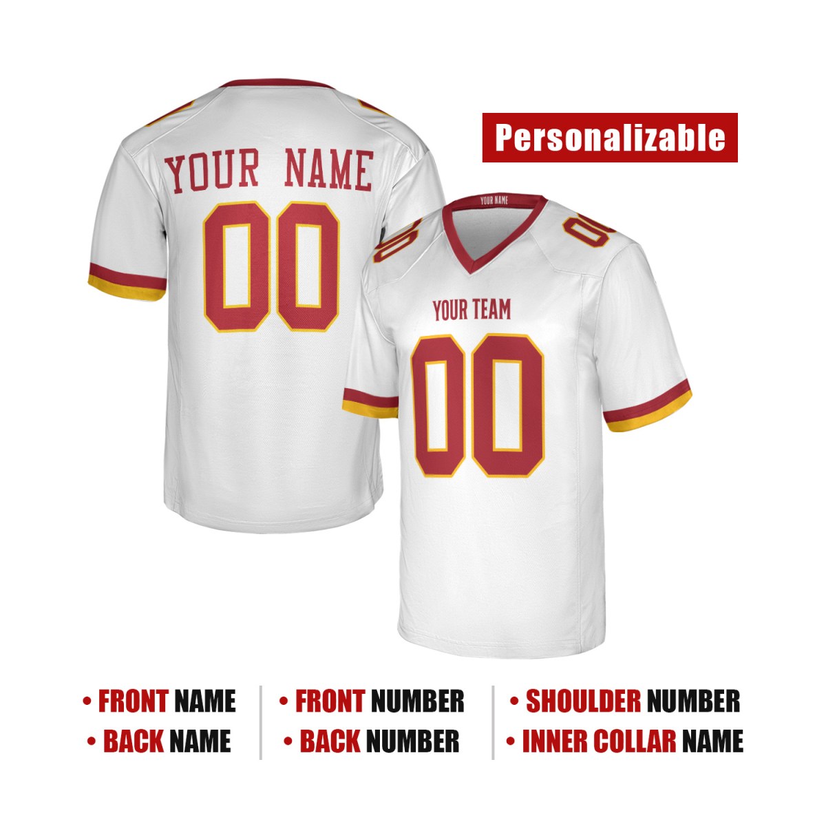 Personalized Washington Commanders Football Jersey - White Alternate Super Bowl Era Style, Custom Name & Number-2