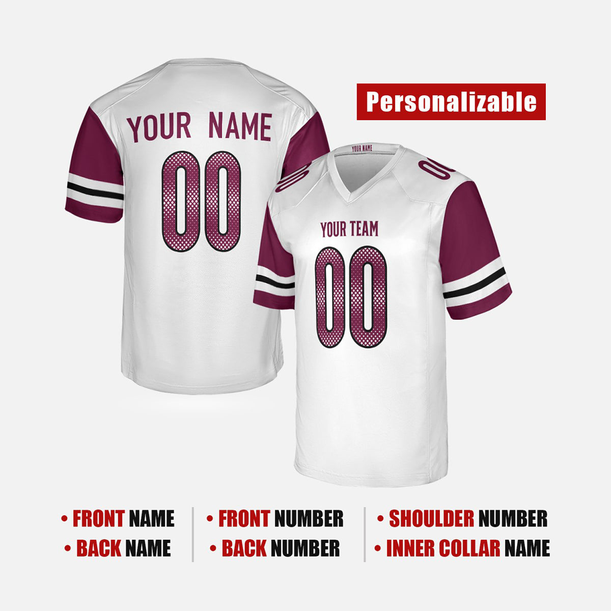 Personalized Washington Commanders Football Jersey - White Fan Style, Custom Name & Number-2