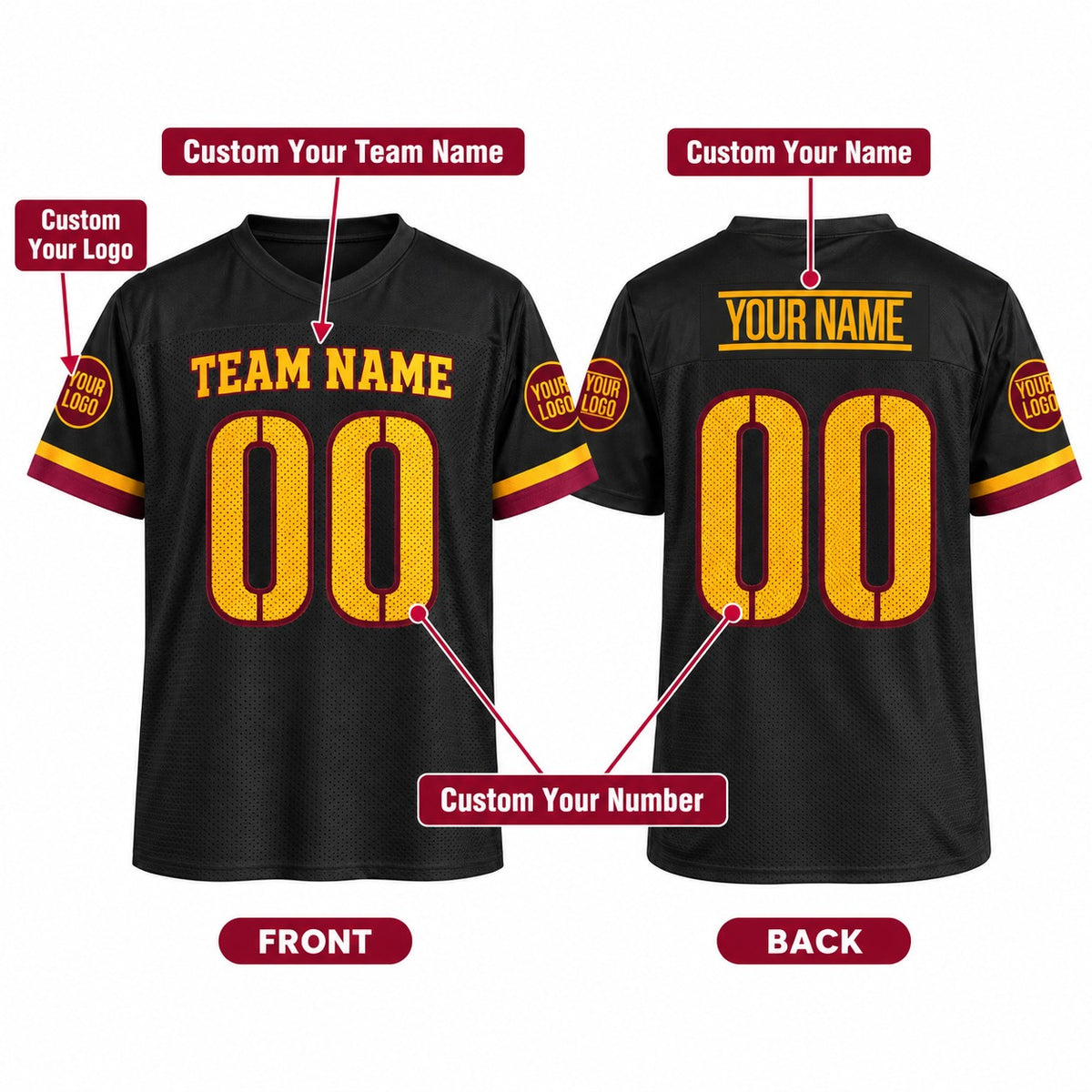 Personalized Washington Commanders Football Jersey – Black Alternate Vapor F.U.S.E. Elite Style, Custom Name Patch, Team Name, Number & Logo-2