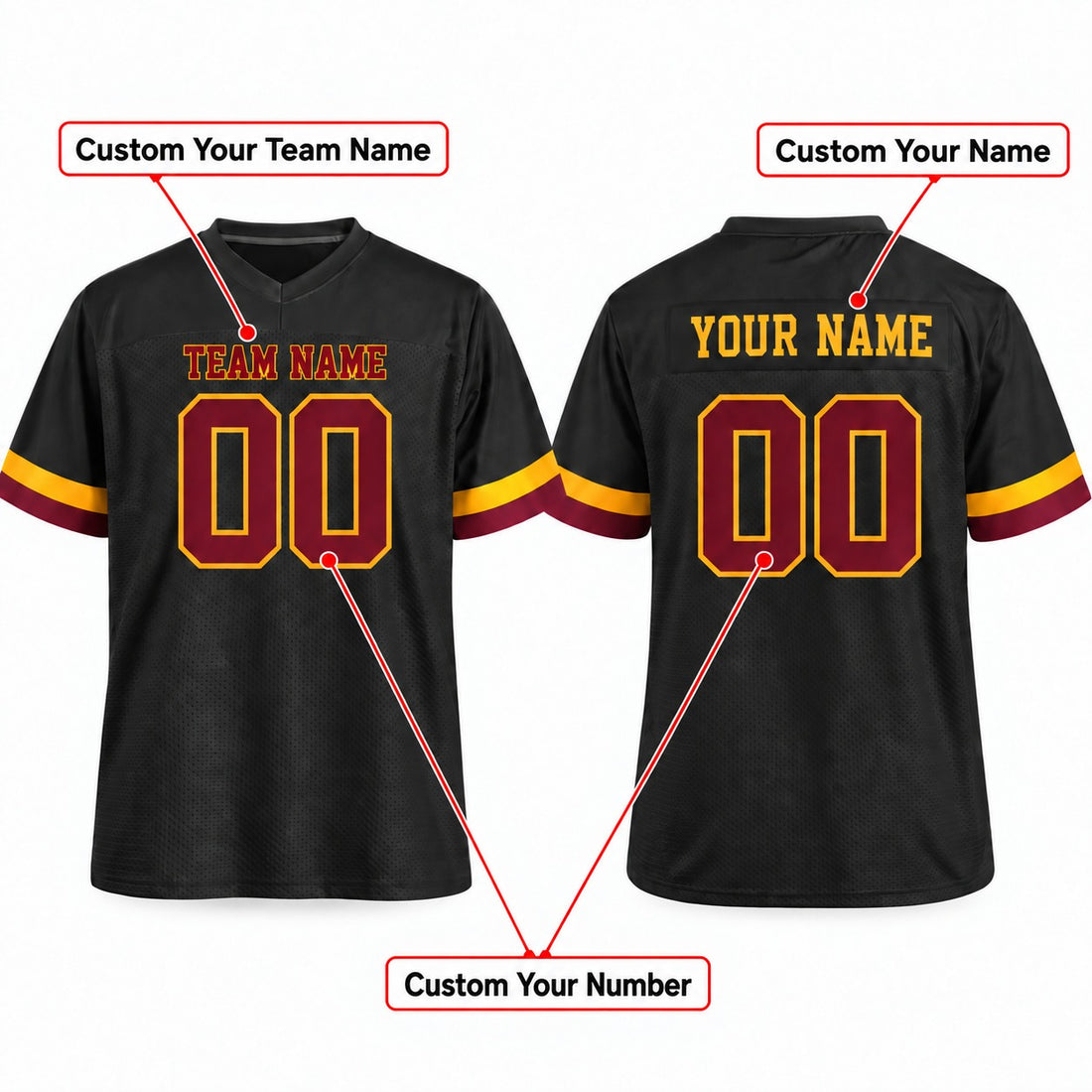 Personalized Washington Commanders Football Jersey – Black Hail Raiser Alternate Style, Custom Name Patch, Team Name, Number & Logo-1