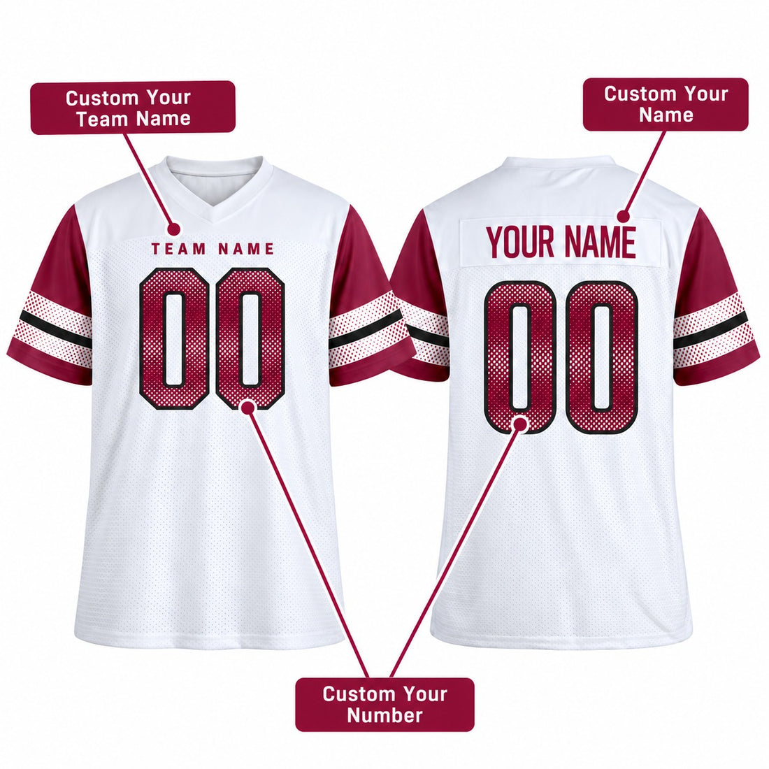 Personalized Washington Commanders Football Jersey – White Game Style, Custom Name Patch, Team Name, Number & Logo-1