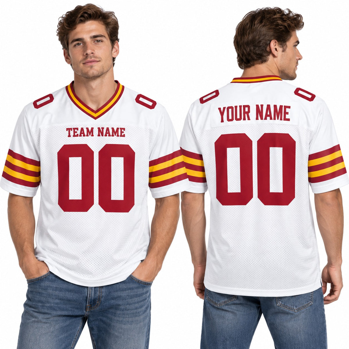 Personalized Washington Football Jersey – White Legacy Style, Custom Name Patch, Team Name, Number & Logo-1