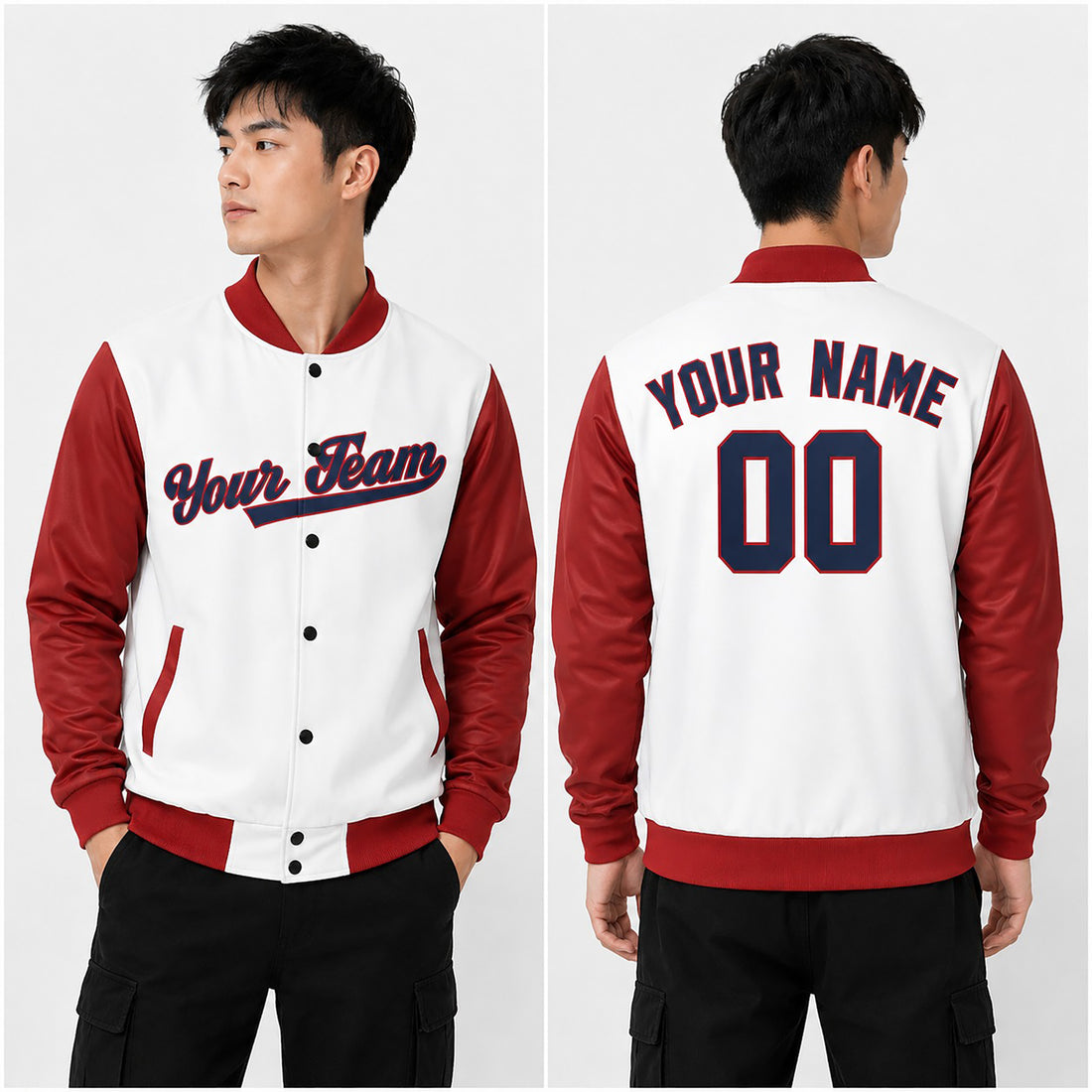 Personalized Washington Nationals Varsity Jacket – White Red Alternate Style, Custom Name & Number-1