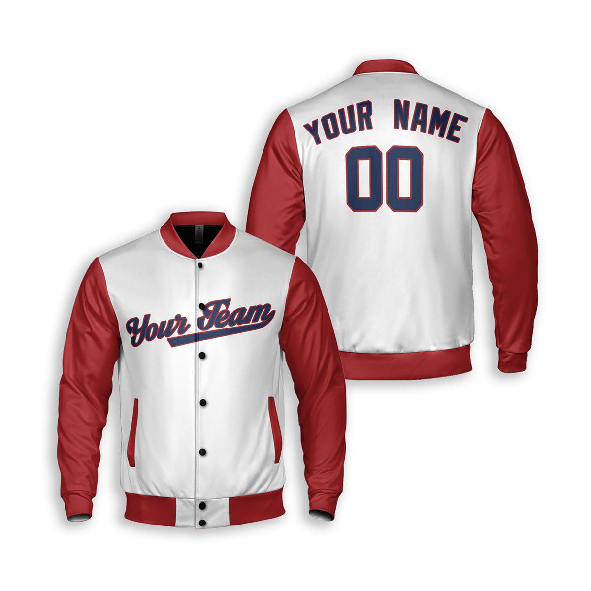 Personalized Washington Nationals Varsity Jacket – White Red Alternate Style, Custom Name & Number-3