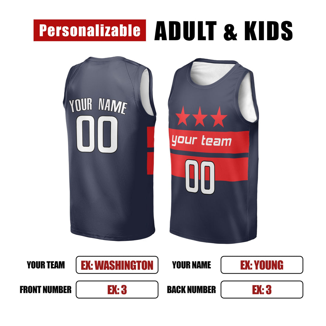 Personalized Washington Wizards Basketball Jersey - Navy Swingman Statement Style, Custom Name & Number-1